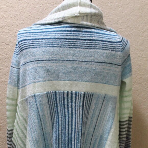 Calvin Klein Jeans M Striped Knit Open Front Cardigan Waterfall Hem - Picture 9 of 10